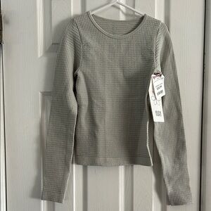 AURA KIDA WAFFLE KNIT STRETCH LONG SLEEVE T-SHIRT SIZE XXS/XS NWT